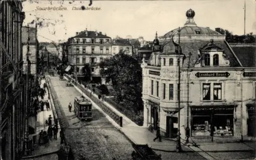 Ak Saarbrücken im Saarland, Stadtansicht, Luisenbrücke, Leonhard Bauer, Cigarellan Lellerie Los
