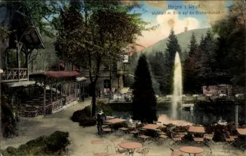 Ak Hagen in Westfalen, Waldlust mit Blick auf die Bismarcksäule