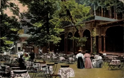Ak Bad Harzburg in Niedersachsen, Restaurant unter den Eichen, Terrasse