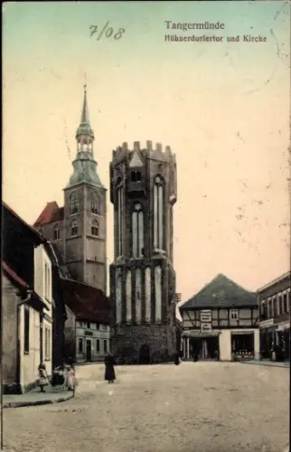 Ak Tangermünde an der Elbe,  Hübnerdorfertor, Kirche