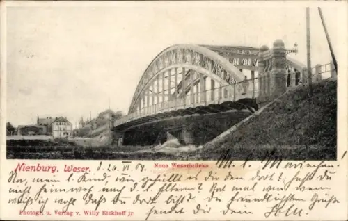 Ak Nienburg an der Weser,  Neue Weserbrücke, Photogr. u. Verlag v. Willy Eickhoff jr.
