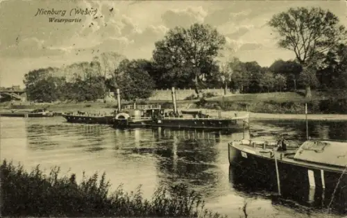 Ak Nienburg an der Weser,  Weserpartie