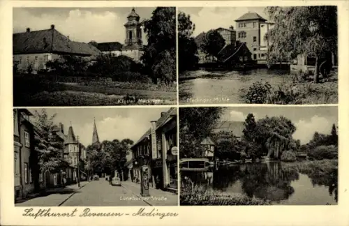 Ak Medingen Bad Bevensen in Niedersachsen, Medinger Mühle, Kloster Medingen, Lüneburger Straße