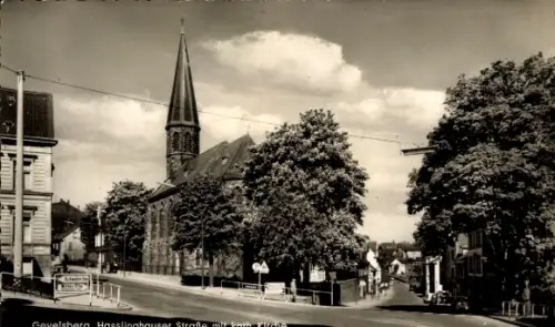 Ak Gevelsberg im Ruhrgebiet, Hasslinghauser Straße mit katholischer Kirche