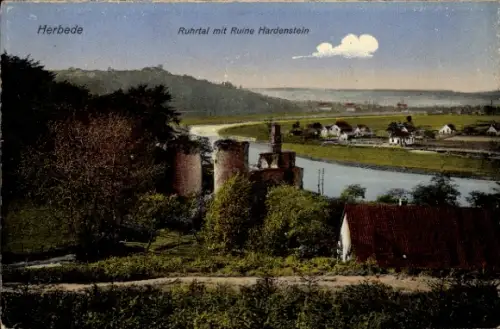 Ak Herbede Witten im Ennepe Ruhr Kreis, Blick auf das Ruhrtal mit Ruine Hardenstein