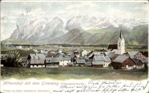 Ak Bad Mitterndorf Steiermark, Panorama mit dem Grimming
