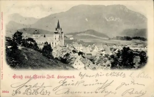 Ak Mariazell Steiermark, Maria-Sell (Mariazell), Steiermark, Basilika, Ortsansicht