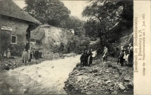 Ak Blankenburg am Harz, Dammbruch des Mönchemühlenteichs, Wasserkatastrophe am 7. Juni 1905