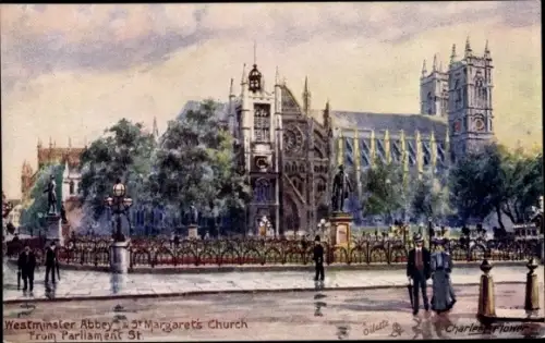 Künstler Ak Flower, Charles, London City, Westminster Abbey and St. Margaret's Church
