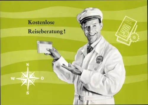 Ak Kostenlose Reiseberatung, Mechaniker, Shell-Station Franz Hompf, Günzburg an der Donau