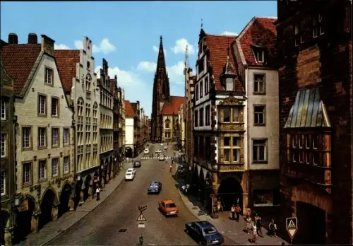 Ak Münster in Westfalen, Prinzipalmarkt und Lambertikirche
