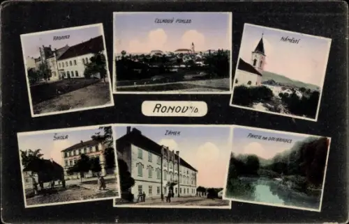 Ak Ronov nad Doubravou Ronow an der Doubrawa Ronau Region Pardubice, Schloss, Rathaus