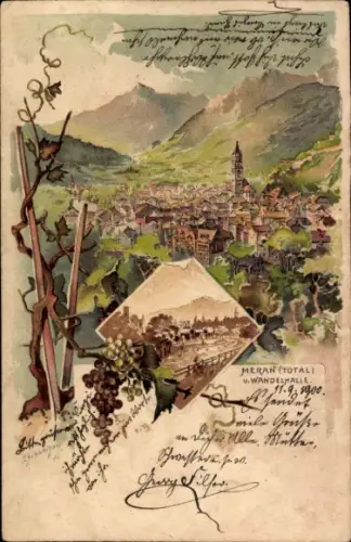Litho Meran Merano Südtirol, Gesamtansicht, Wandelhalle