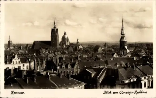 Ak Hannover, Blick vom Anzeiger Hochhaus, Kirchen