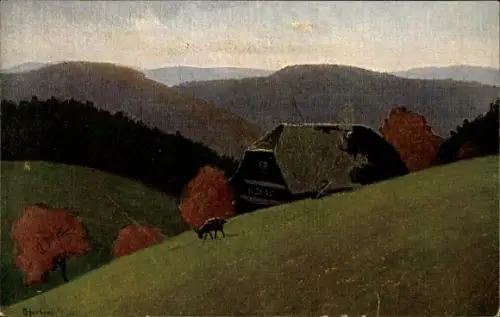 Künstler Ak Schwarzwald, Schwarzwaldhaus