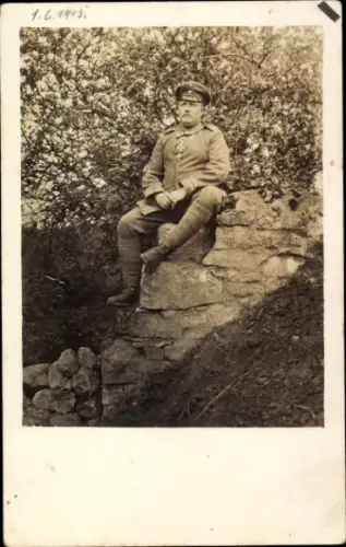 Foto Ak Deutscher Soldat in Uniform, EK II