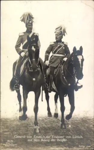 Ak General von Emmich mit König Albert I von Belgien