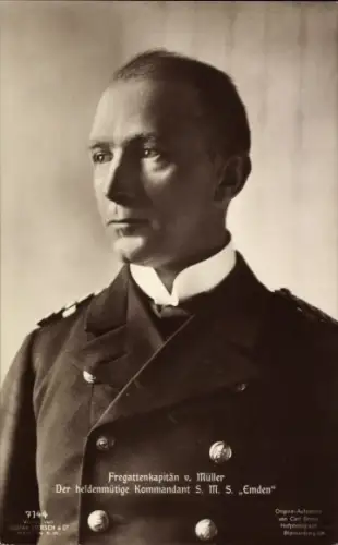 Ak Fregattenkapitän Karl von Müller, Kommandant der SMS Emden, Portrait