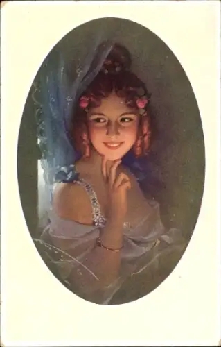 Künstler Ak junge Frau, Portrait