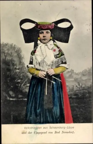Ak Volkstrachten aus Schaumburg-Lippe, Bad Nenndorf, Frau-Porträt