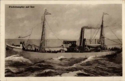 Ak Fischdampfer auf See