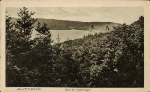 Ak Möhnesee in Westfalen, Möhnetalsperre,  Blick zur Sperrmauer