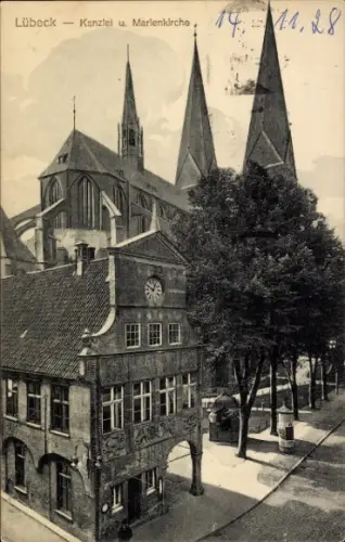 Ak Hansestadt Lübeck,  Marienkirche, Kanzel