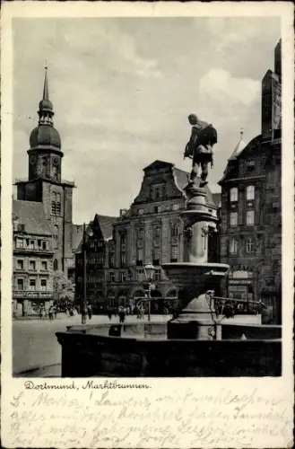 Ak Dortmund im Ruhrgebiet, Marktbrunnen