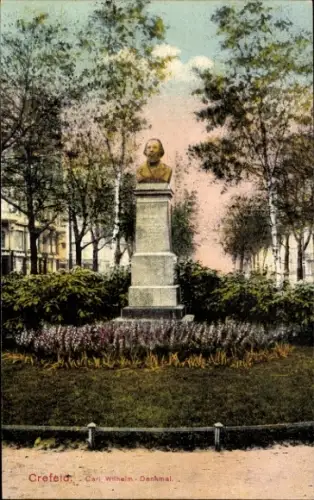 Ak Krefeld am Niederrhein, Nahaufnahme des Carl Wilhelm Denkmals