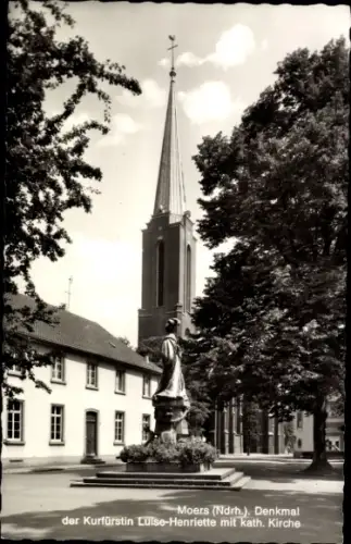 Ak Moers am Niederrhein,  Denkmal der Kurfürstin Luise-Henriette, katholische Kirche