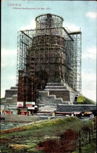 Ak Leipzig, Völkerschlachtdenkmal im Bau 1911
