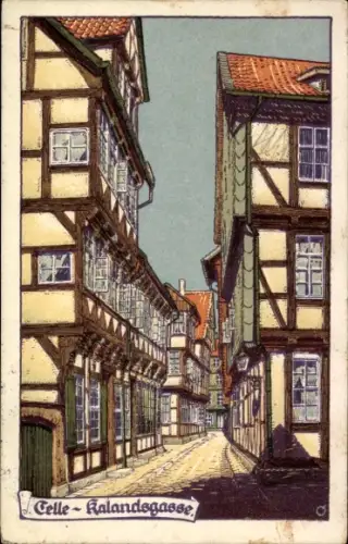 Steindruck Ak Celle in Niedersachsen, Kalandgasse