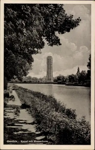 Ak Genthin am Elbe Havel Kanal,  Kanal, Wasserturm