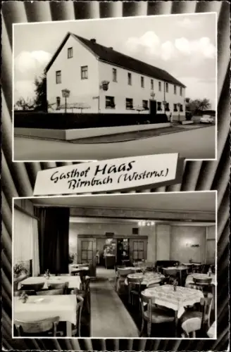 Ak Birnbach im Westerwald, Gasthof Haas,  Außenansicht, Gastraum (Speisesaal)
