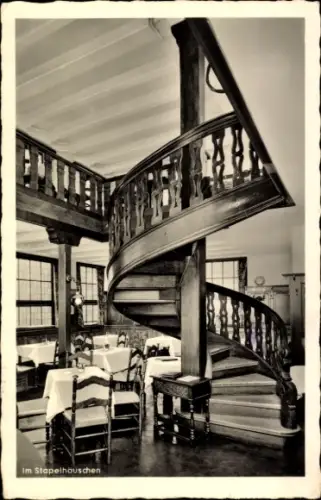Ak Köln am Rhein, Hotel Restaurant im Stapelhäuschen, Wendeltreppe