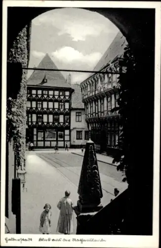Ak Halberstadt Harz, Blick von der Rathauslaube, Denkmal
