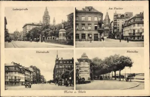 Ak Mainz am Rhein, Ludwigstraße, Am Fischtor, Rheinstraße, Rheinallee, Mains a. Rhein