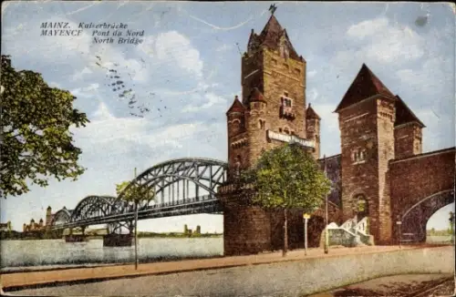 Ak Mainz am Rhein, Kaiserbrücke