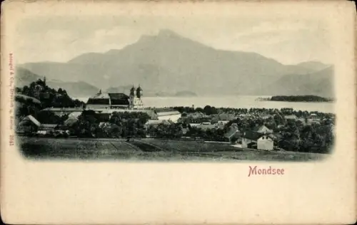 Ak Mondsee Oberösterreich,  Ortsansicht mit Kirche am See, btengel & Co. Dresden u Berim 2641