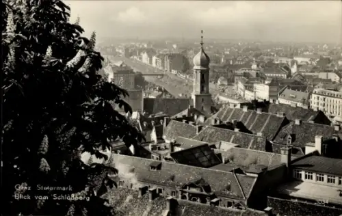 Ak Graz Steiermark, Blick vom Schlossberg