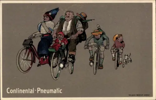 Ak Menschen fahren Rad, Werbung, Continental-Pneumatic
