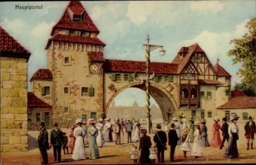 Künstler Ak Hamburg Mitte, Hauptportal Architekt Baumeister Göbel, 16. D. Bundesschießen 1909
