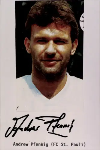 Autogrammkarte Fußballer Andrew Pfennig, FC St. Pauli, Autogramm