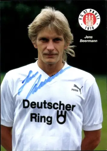 Autogrammkarte Fußballer Jens Beermann, FC St. Pauli, Autogramm