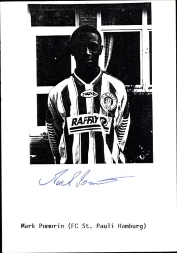 Autogrammkarte Fußballer Mark Pomorin, FC St. Pauli, Autogramm