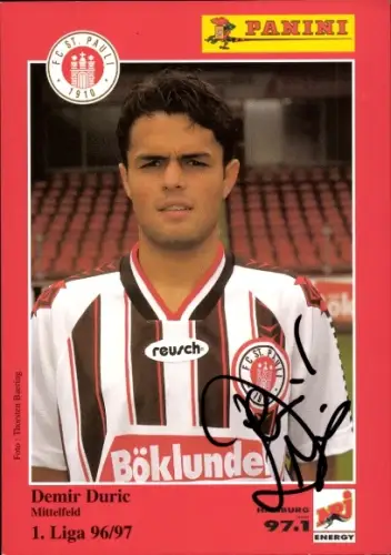 Sammelkarte Fußballer Demir Duric, FC St. Pauli, Autogramm, Panini