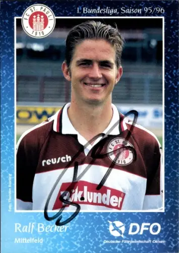 Autogrammkarte Fußballer Ralf Becker, FC St. Pauli, Autogramm