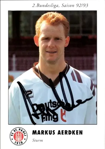 Autogrammkarte Fußballer Markus Aerdken, FC St. Pauli, Autogramm