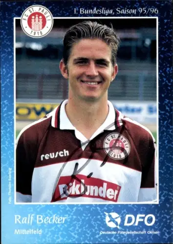 Autogrammkarte Fußballer Ralf Becker, FC St. Pauli, Autogramm