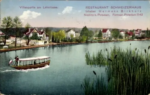 Ak Nedlitz Potsdam, Villen, Lehnitzsee, Restaurant Schweizerhaus